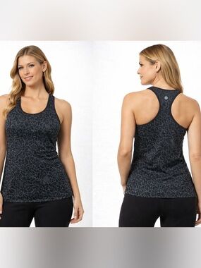 Lululemon Black and Grey Racerback Tank Top Abstract Floral S/M